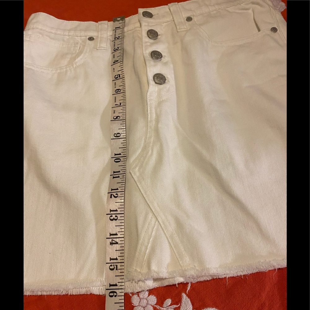 Madewell Rigid Denim A-Line Mini Skirt-Tile White - Picture 5 of 8